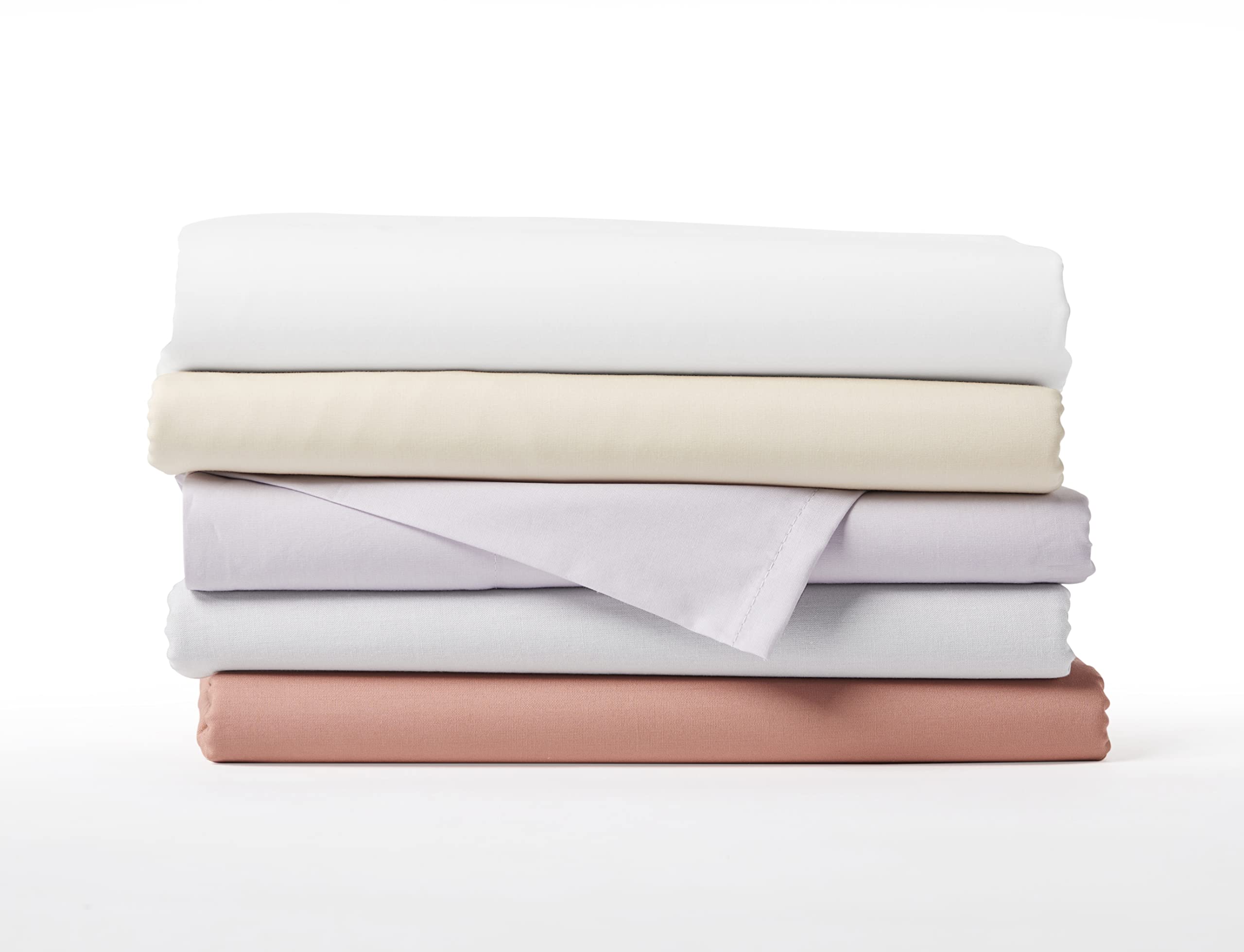 Five Looms 4 Piece Classic Percale Sheets Set, 100% Cotton with Deep Pocket 15”, Easy Care Luxury Hotel Quality Soft Cooling Sheets Set, Fitted Sheet, Flat Sheet and 2 Pillowcases, Queen, Buttercream