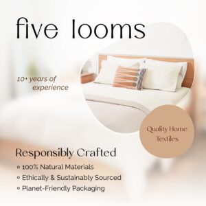 Five Looms 4 Piece Classic Percale Sheets Set, 100% Cotton with Deep Pocket 15”, Easy Care Luxury Hotel Quality Soft Cooling Sheets Set, Fitted Sheet, Flat Sheet and 2 Pillowcases, Queen, Buttercream