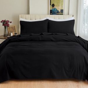 Elegant Comfort Soft 4-Piece 100% Turkish Cotton Flannel Sheet Set - Premium Quality, Deep Pocket Fitted Sheet, Ultra Soft, Cozy Warm Flannel Sheets - Queen, Black