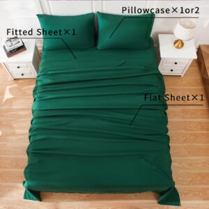 Overket Queen Sheet Set Ultra Soft Queen Bed Sheets 1800 Series Luxury Cooling Sheets-100% Microfiber-Breathable-Wrinkle Free - Queen Size Green-4PC