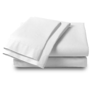 Color Sense 100% Cotton Snow Twin Sheet Set, Percale Weave Snow Bed Sheets, Twin Size Dorm Sheets Set, Cool & Crisp, Twin Sheet Set Deep Pocket, Twin Bedding Set - White