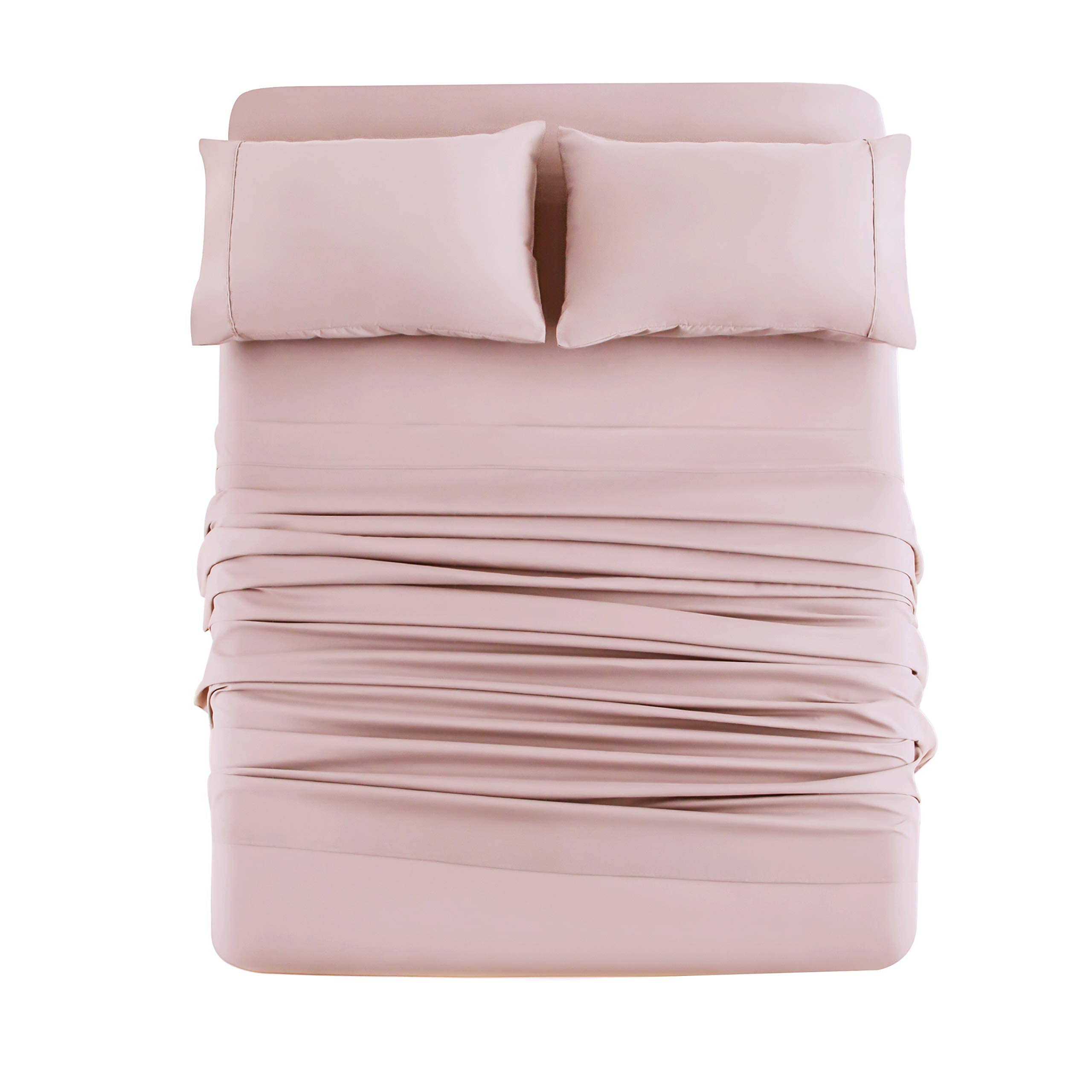 Mohap Bed Sheet Set 4 Pieces Double Brushed Microfiber 1800 - Breathable Cooling Luxury Soft Bedding - Queen Pink