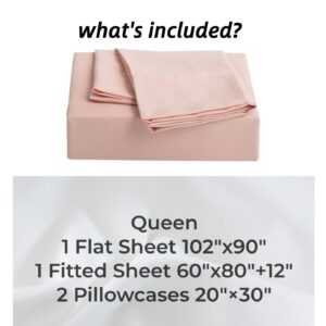 Mohap Bed Sheet Set 4 Pieces Double Brushed Microfiber 1800 - Breathable Cooling Luxury Soft Bedding - Queen Pink