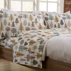 4-Piece King Microfiber Sheet Set | Lodge-Printed, Ultra-Soft Sheets | Wrinkle & Fade-Resistant Patterns Drawn from Nature | All-Season Bedding Sheets & Pillowcases. (King, Forest Trail)