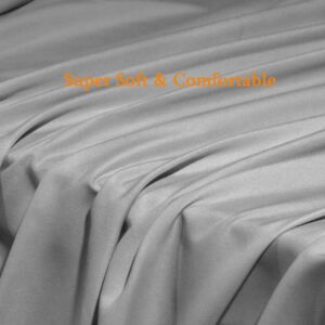 SONORO KATE Bed Sheet Set Super Soft Microfiber 1800 Thread Count Luxury Egyptian Sheets Fit 18-24 Inch Deep Pocket Mattress Wrinkle-6 Piece (Grey, Queen)