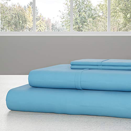 Lavish Home Brushed Microfiber Sheet Set- 3 Piece Bed Linens- Fitted & Flat Sheets, 1 Pillowcase-Wrinkle, Stain & Fade Resistant (Twin, Light Blue)