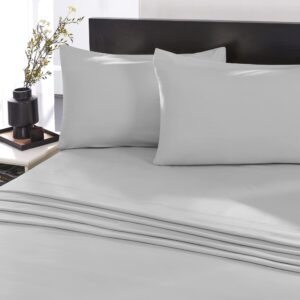 Deconovo Bed Sheets California King Sheet Sets Light Grey Cal King Microfiber 16" Deep Pocket 1800 Thread Count Luxury Comfort Bedding Silky Soft Touch 4 Pieces Pillowcases Flat Sheet & Fitted Sheet