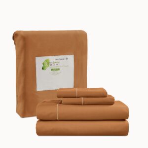 LANE LINEN Bamboo Sheets Queen - 100% Rayon from Bamboo Queen Sheets Set, 4 Pc Sheets for Queen Size Bed, Cooling Sheets, Soft & Breathable Bed Sheets Queen, Deep Pocket Queen Sheets - Pumpkin Spice