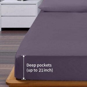 EaseHome Dark Purple Full Size Bed Sheet Set -Deep Pocket to 18 inches Mattress 4 Piece - Premium Bedding Sheets & Pillowcases Collection - Extra Soft