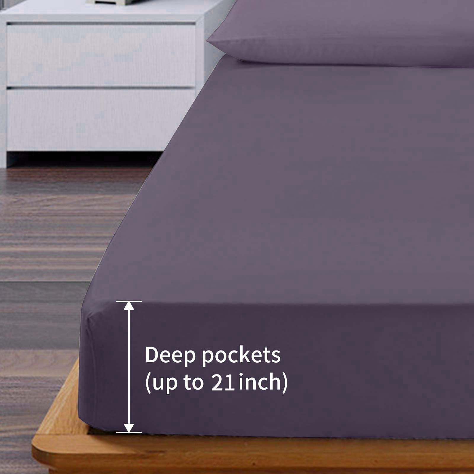 EaseHome Dark Purple Full Size Bed Sheet Set -Deep Pocket to 18 inches Mattress 4 Piece - Premium Bedding Sheets & Pillowcases Collection - Extra Soft