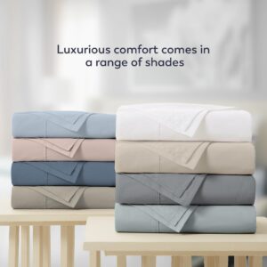 AIREOLUX 600 Thread Count King Size Bed Sheets Set Soft Silver, Soft & Silky 100% Cotton Sateen Sheets, Wrinkle-Resistant King Sheets Set (1 Flat, 1 Fitted Sheet & 2 Pillowcases) with Deep Pocket