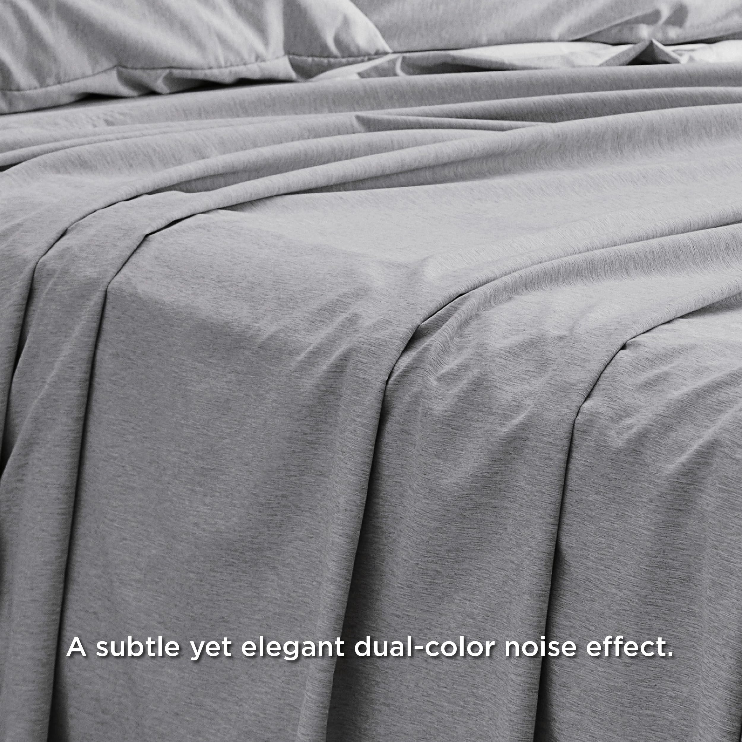 Bedsure King Size Sheets Set Grey, Soft 4 Pieces King Sheets, Cooling Sheets for King Size Bed, Luxury Cationic Dyed Bed Sheets, Deep Pockets & Easy-Fit, Breathable & Wrinkle Free