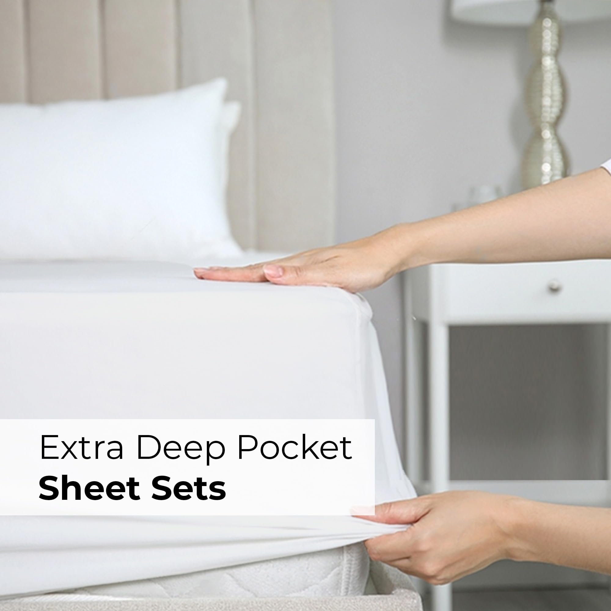 Extra Deep King Sheet Set - 6 Piece Breathable & Cooling Sheets - Hotel Luxury Bed Sheets Set - Easy & Secure Fit - Soft, Wrinkle Free & Comfy Sheets Set - White Sheet Set w/Extra Deep Pockets