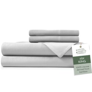 hotel sheets direct 100% viscose derived from bamboo sheets king size - cooling bed sheets with 2 pillowcases - breathable, moisture wicking & silky soft sheets set- grey