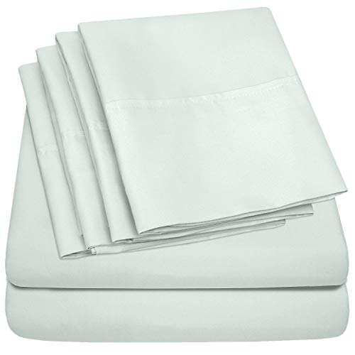 Queen Sheets Mint - 6 Piece 1500 Supreme Collection Fine Brushed Microfiber Deep Pocket Queen Sheet Set Bedding - 2 Extra Pillow Cases, Great Value, Queen, Mint