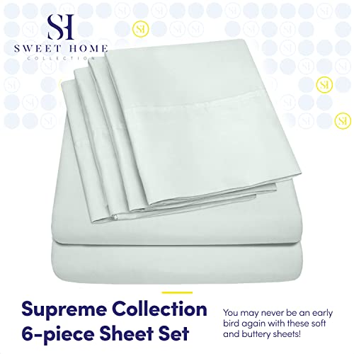 Queen Sheets Mint - 6 Piece 1500 Supreme Collection Fine Brushed Microfiber Deep Pocket Queen Sheet Set Bedding - 2 Extra Pillow Cases, Great Value, Queen, Mint