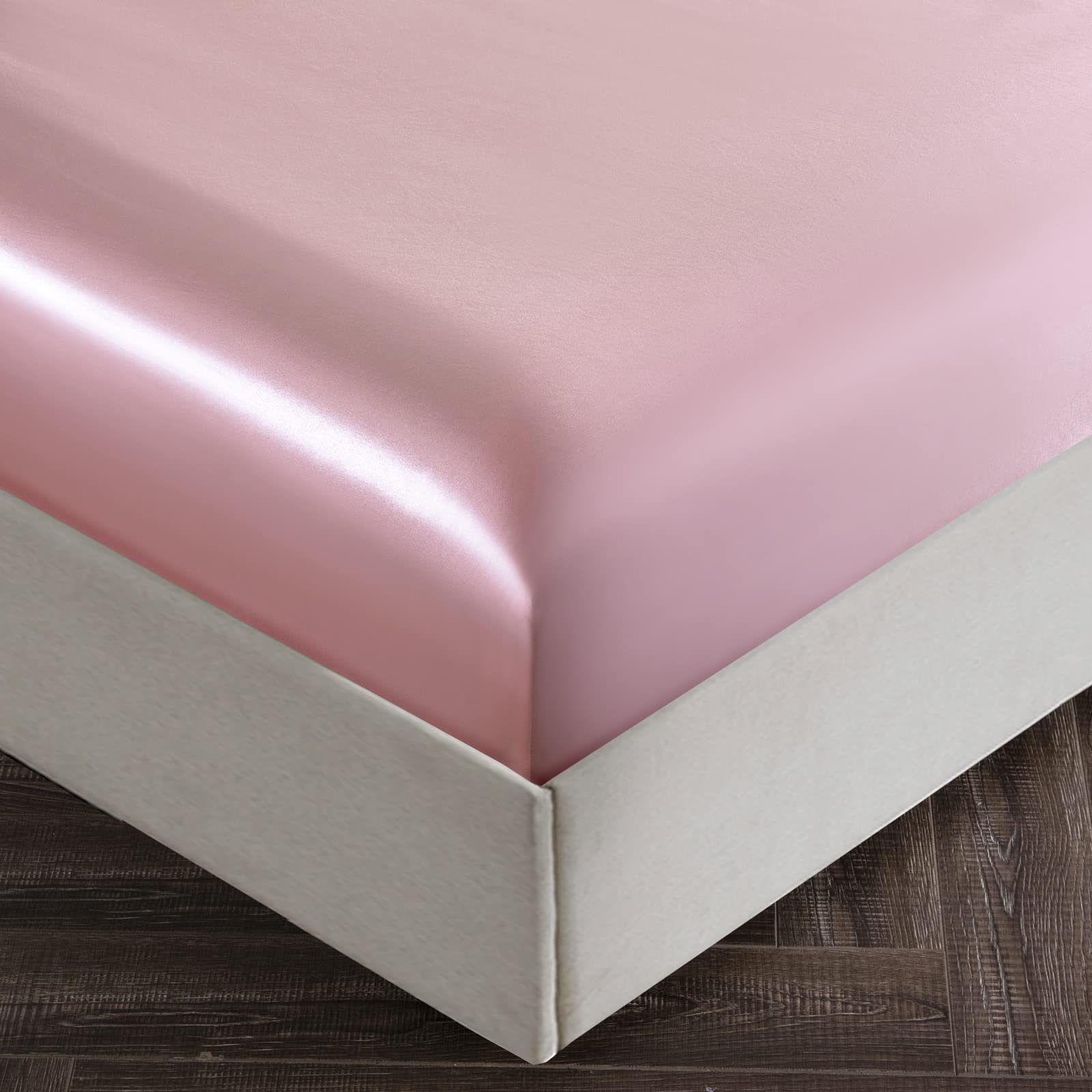 SiinvdaBZX 3Pcs Twin XL Sheets Set, Blush Pink Silky Satin Sheets Twin XL Bedding Set Ultra-Soft Extra Long Bed Sheets for College Dorm