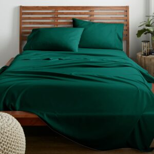 american home collection queen sheet set - 4 pieces extra soft bedding sheets & pillowcases set - breathable, wrinkle free, deep pockets, easy fit, oeko-tex, soft bed sheets (queen, dark green)