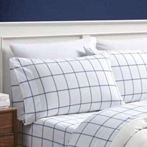 Nautica - Full Sheet Set, Cotton Percale Bedding Set, Crisp & Cool, Stylish Home Decor, Dorm Room Essentials (Plot Blue, Full)