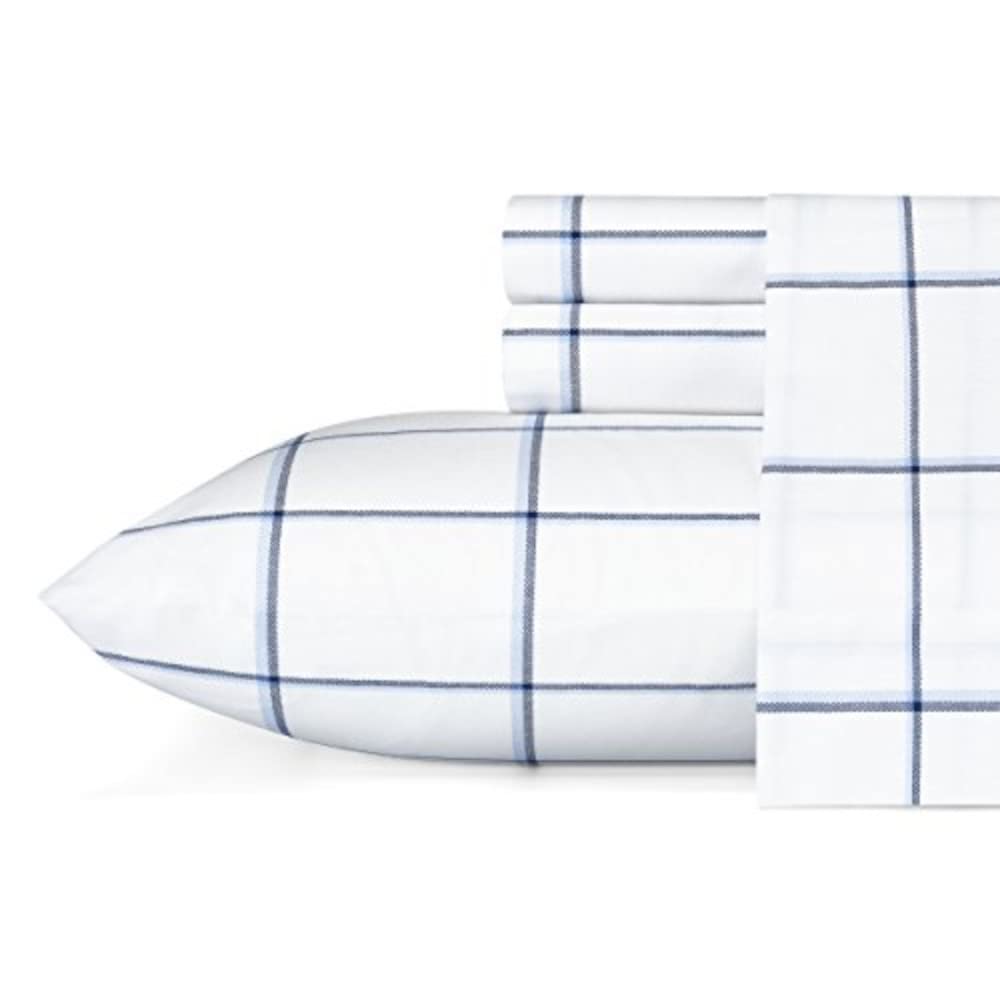 Nautica - Full Sheet Set, Cotton Percale Bedding Set, Crisp & Cool, Stylish Home Decor, Dorm Room Essentials (Plot Blue, Full)