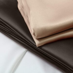 Orose 4PCs 22 Momme Mulberry Silk Sheets Bed Set, Charmeuse Seamless, Deep Pocket (King, Chocolate)