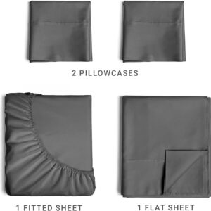 Extra Deep Pockets 400 Thread Count 100% Cotton 4 Piece King Size Bedding Sheet Set - Breathable & Cooling - Hotel Luxury Bed Sheets Set - Extra Soft, Wrinkle Free & Comfy Dark grey Bedding Sheet Set