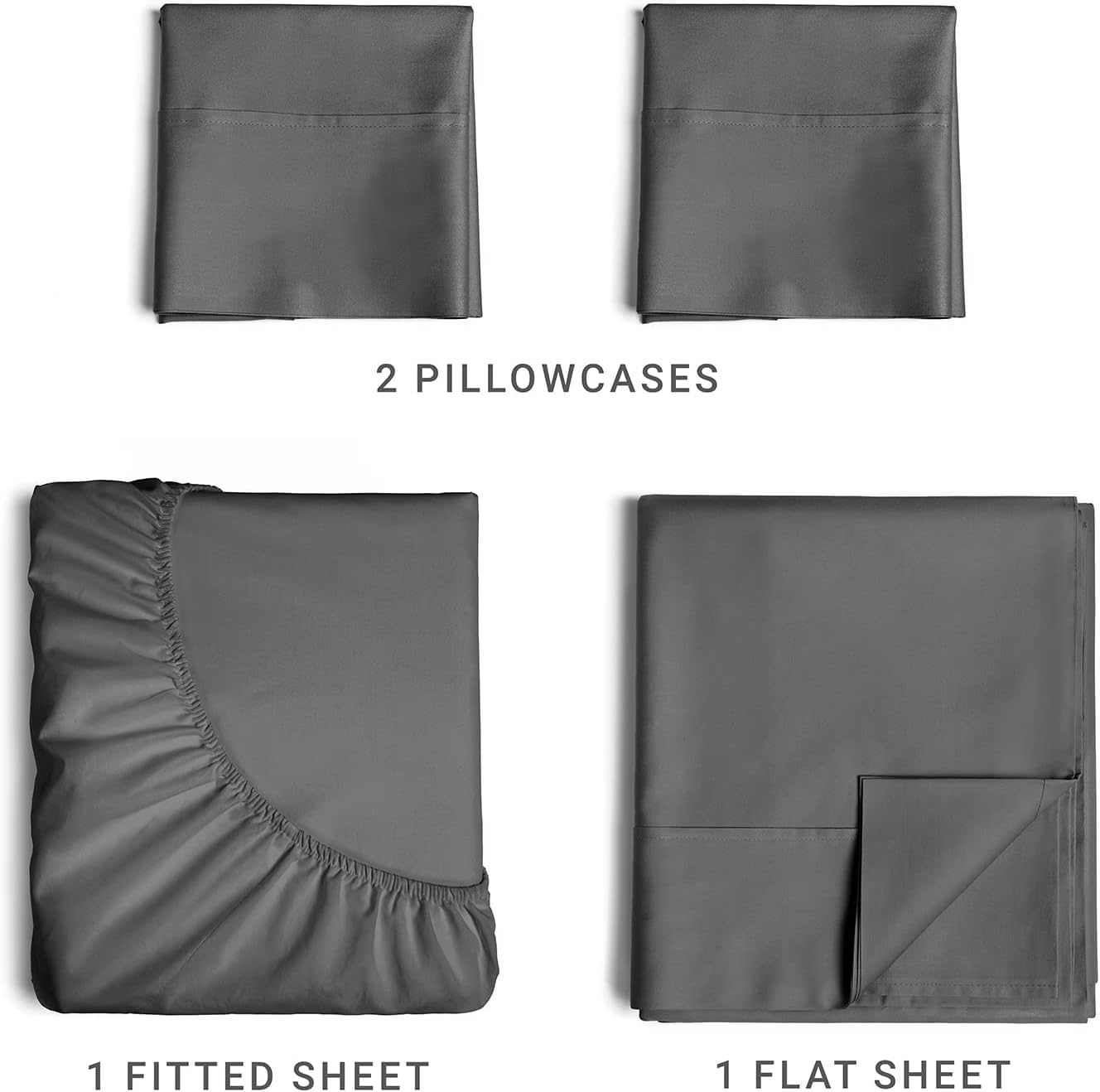 Extra Deep Pockets 400 Thread Count 100% Cotton 4 Piece King Size Bedding Sheet Set - Breathable & Cooling - Hotel Luxury Bed Sheets Set - Extra Soft, Wrinkle Free & Comfy Dark grey Bedding Sheet Set