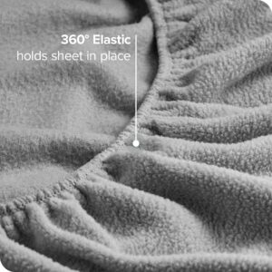 Bare Home Super Soft Fleece Sheet Set - Queen Size - Extra Plush Polar Fleece, No-Pilling Bed Sheets - All Season Cozy Warmth (Queen, Light Grey)