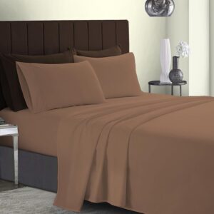 charlottelyhues luxury 100% egyptian cotton bed sheets - 1000 thread count 4-piece queen sheets set, long staple cotton bedding sheets, sateen weave, hotel sheets, fits upto 18" mattress - taupe
