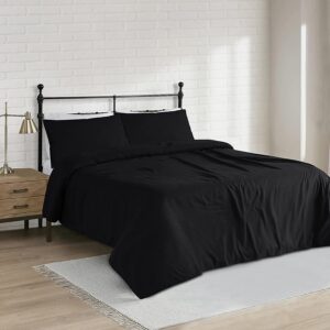 Karin Maki Microfiber Full Size Bed Sheets Set - 1800 Thread Count Bed Set - Super Soft Luxury Egyptian Bedding - Deep Pocket Fitted Sheet with Pillow Cases - Wrinkle Free and Fade Resistant - Black