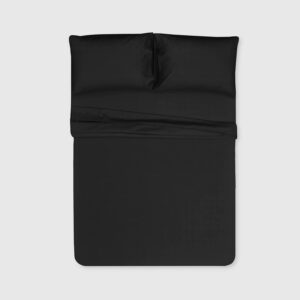 Karin Maki Microfiber Full Size Bed Sheets Set - 1800 Thread Count Bed Set - Super Soft Luxury Egyptian Bedding - Deep Pocket Fitted Sheet with Pillow Cases - Wrinkle Free and Fade Resistant - Black