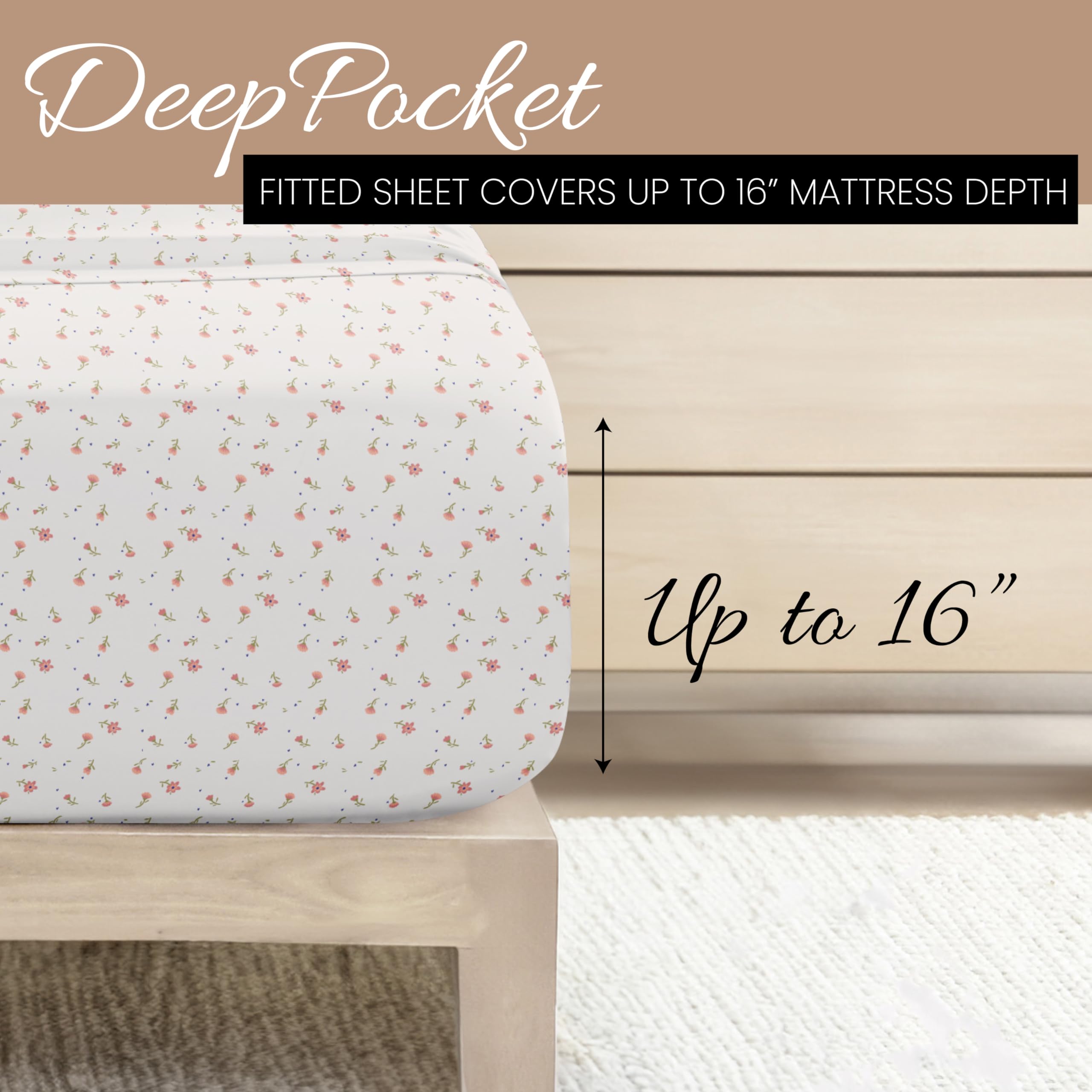 Linen Market 3 Piece Twin Bedding Sheet Set (Pink Floral) - Sleep Better Than Ever with These Ultra-Soft & Cooling Bed Sheets for Your Twin Size Bed - Deep Pocket Fits 16" Mattress