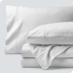 bare home organic cotton flannel sheet set - king size - 100% cotton - double brushed for extra softness & comfort - warm, cozy, and durable - breathable - bed sheets (king, white)