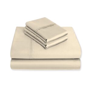 purity home organic 100% cotton twin ecru sheet set, 300 thread count percale weave sheets set, ultra-soft 14" deep pockets dorm bed, breathable & cooling for hot sleepers, twin ecru sheets