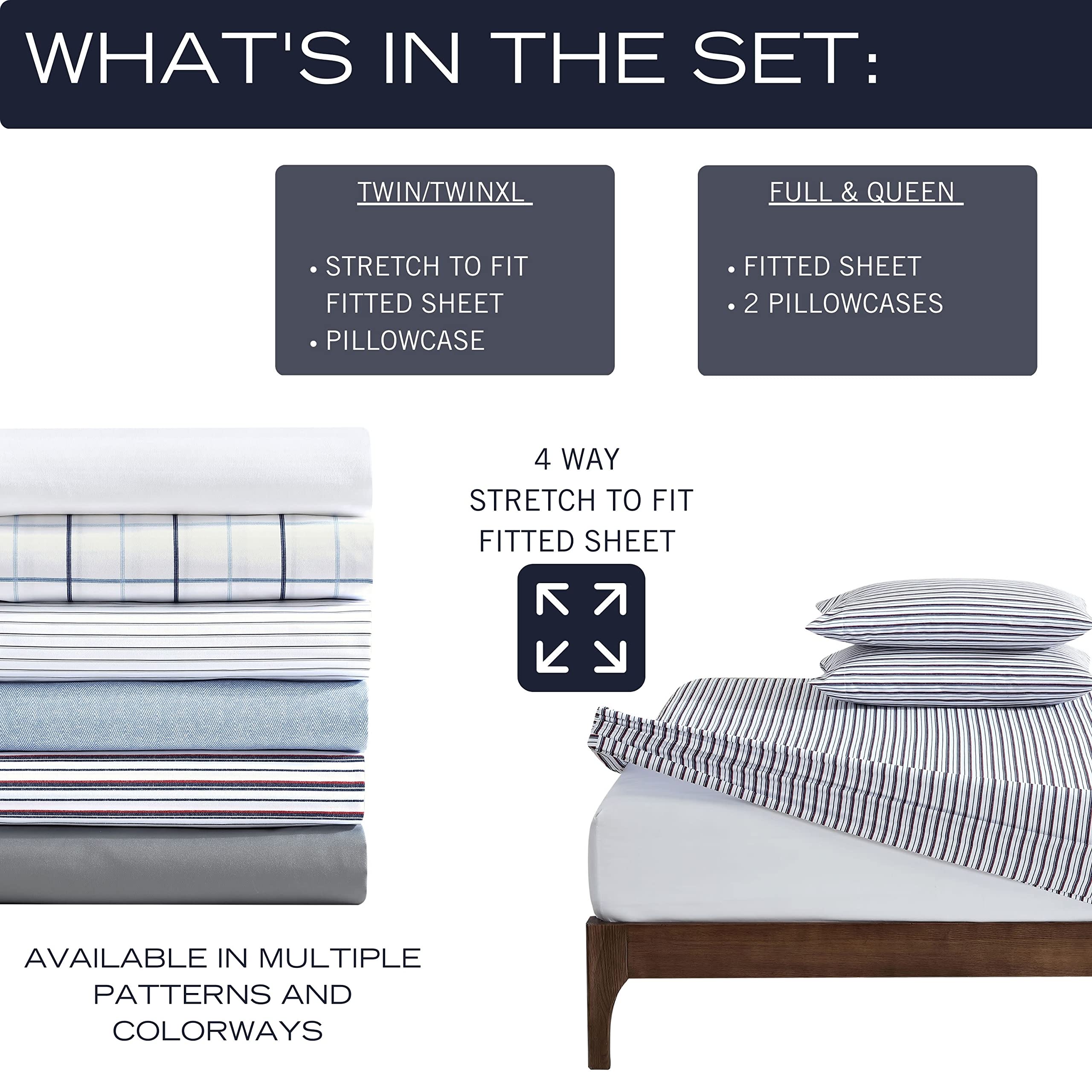 Nautica - Full Sheet Set, Deep Pocket Fitted Sheet and Pillowcase Set, Casual Home Decor (Clarkson Blue, Full)