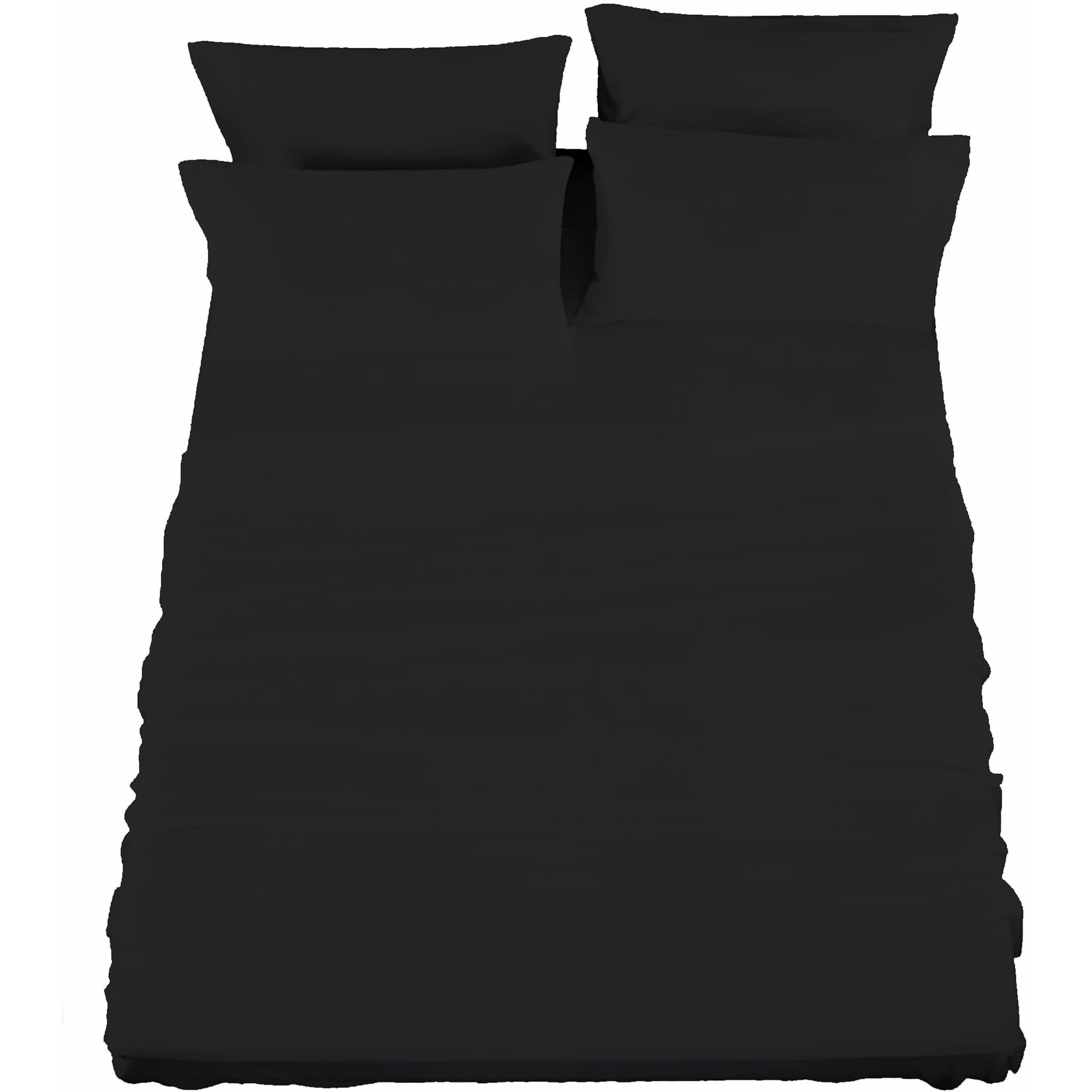 Raymond Waites 4 Piece Sheet Set, Cotton Rich, 400-Thread Count, Black, Queen Sheet Set