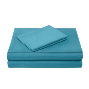 Comfort Spaces Microfiber Bed Sheets Set 14" Deep Pocket, Wrinkle Resistant, All Around Elastic - Year-Round Cozy Bedding Sheet, Matching Pillow Cases, Twin, Teal 4 Piece