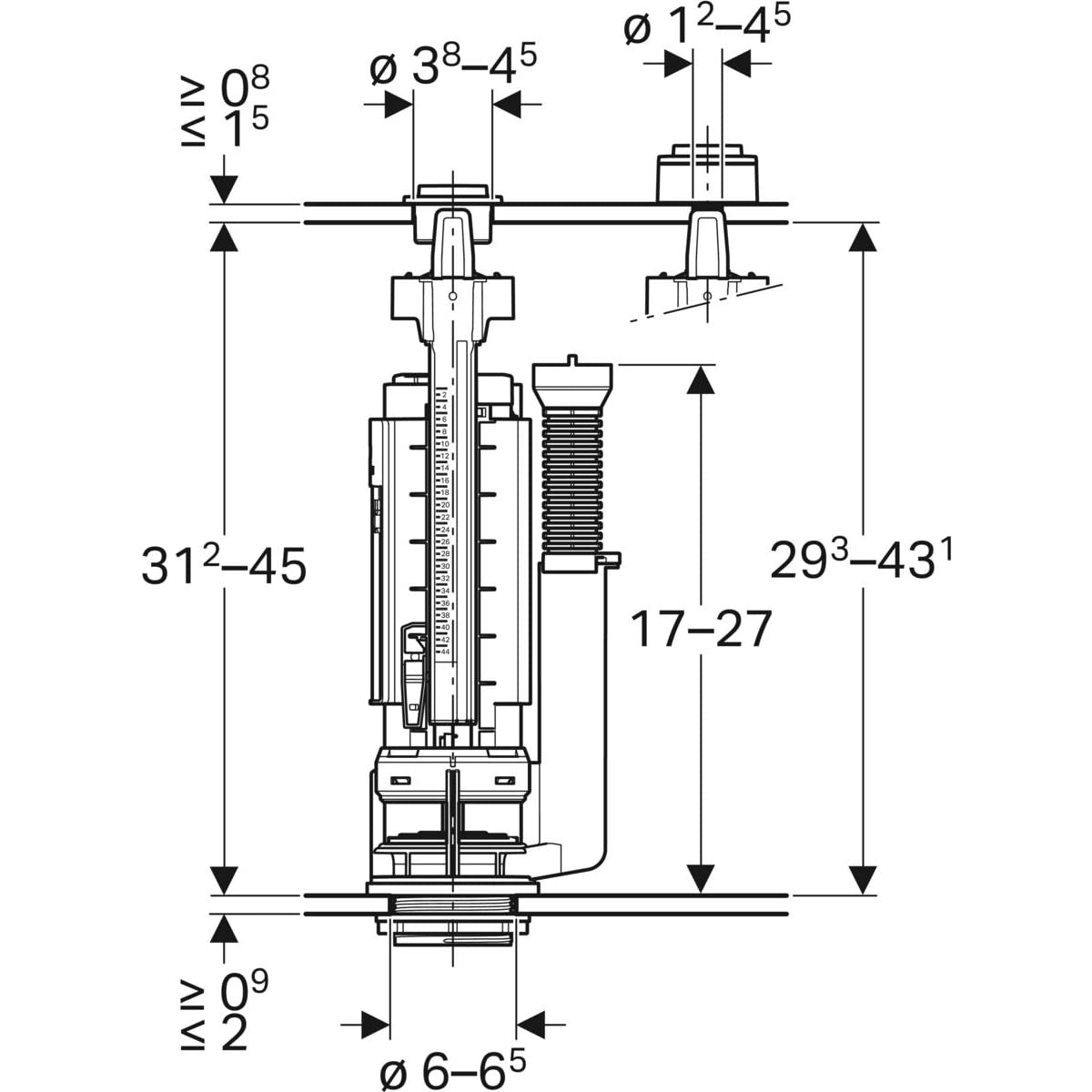 Geberit - Discharge Mechanism Geberit 290 Series, Double Discharge: Bright Chrome (282.302.21.2)