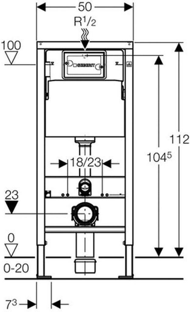 GEBERIT K11660 WC Element DUOFIX Basic, Bauhöhe: 112 cm, Breite 50 cm