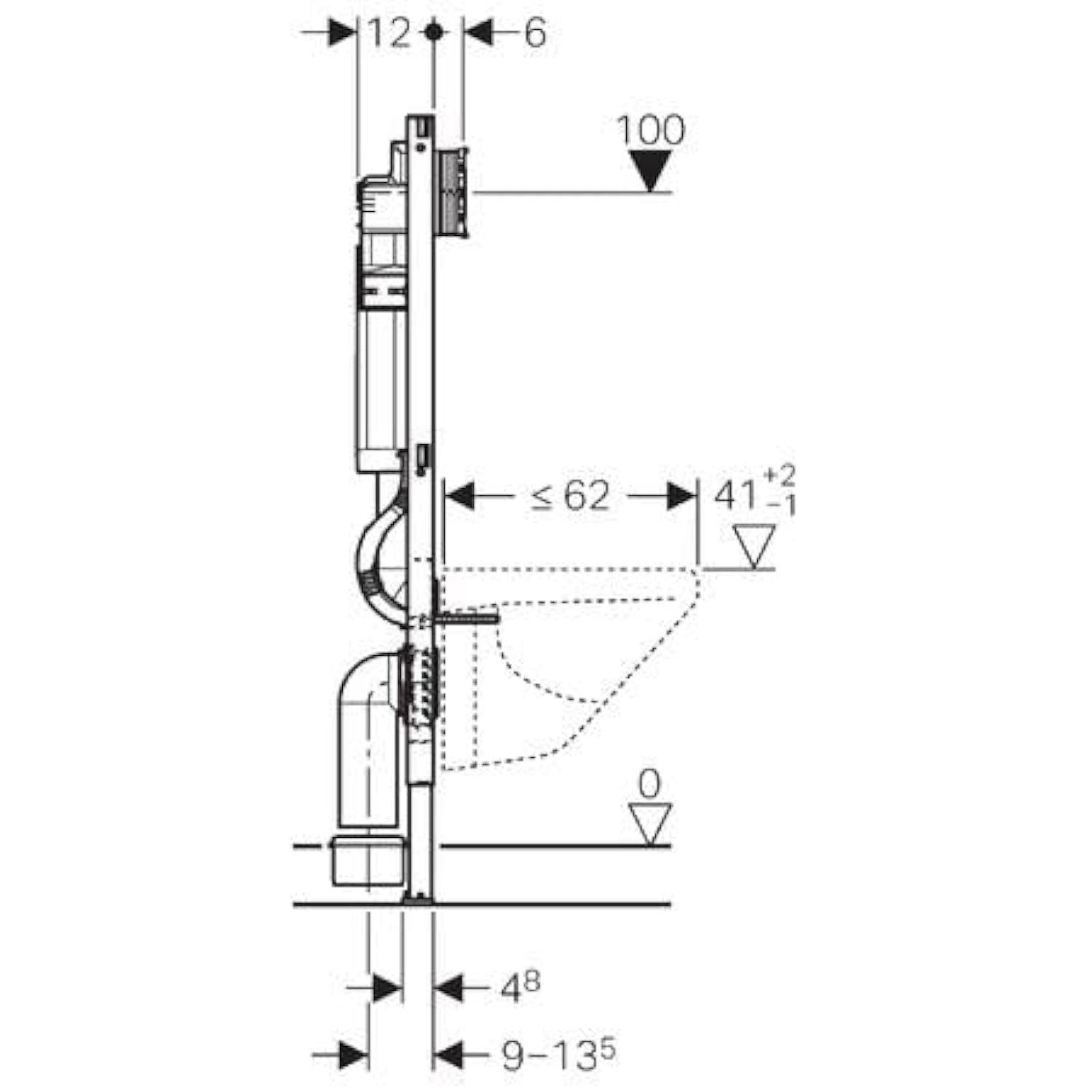 Geberit Duofix 111.374.00.5聽Mounting Bracket with Sigma Cistern UP320) 12聽cm Height 112聽cm