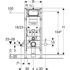 Geberit 111,350.00,5 duofix-telaio Cassette with for Sigma 12 cm (UP320 for Disabled)