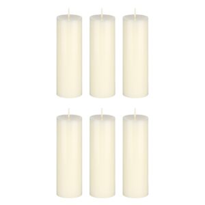 mega candles 6 pcs unscented ivory round pillar candle, hand poured premium wax candles 2 inch x 6 inch, home décor, wedding receptions, baby showers, birthdays, celebrations, party favors & more