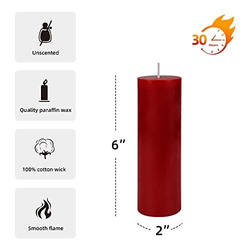 Zest Candle Pillar Candle, 2 by 6-Inch, Red