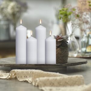 BOLSIUS 10 White Pillar Candles - 2.25 x 4.75 Inches - Premium European Quality - Individually Wrapped - 33 Hours Burn Time - Dripless Smokeless Unscented Dinner, Wedding, Party, & Restaurant Candles