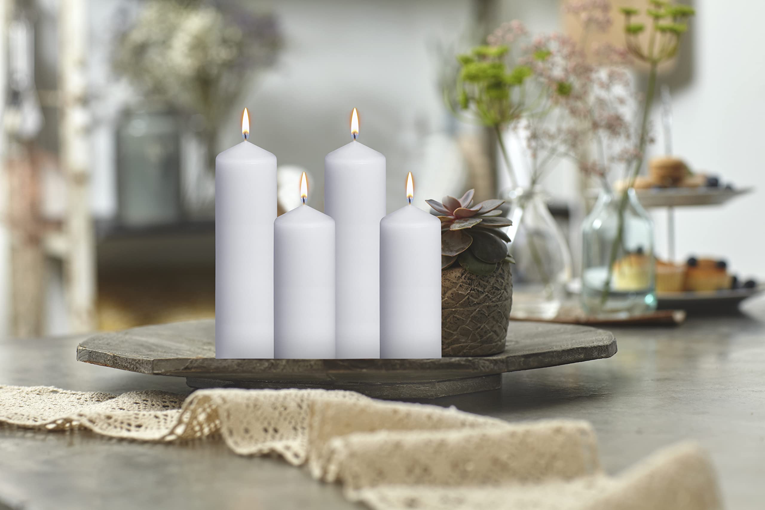 BOLSIUS 10 White Pillar Candles - 2.25 x 4.75 Inches - Premium European Quality - Individually Wrapped - 33 Hours Burn Time - Dripless Smokeless Unscented Dinner, Wedding, Party, & Restaurant Candles