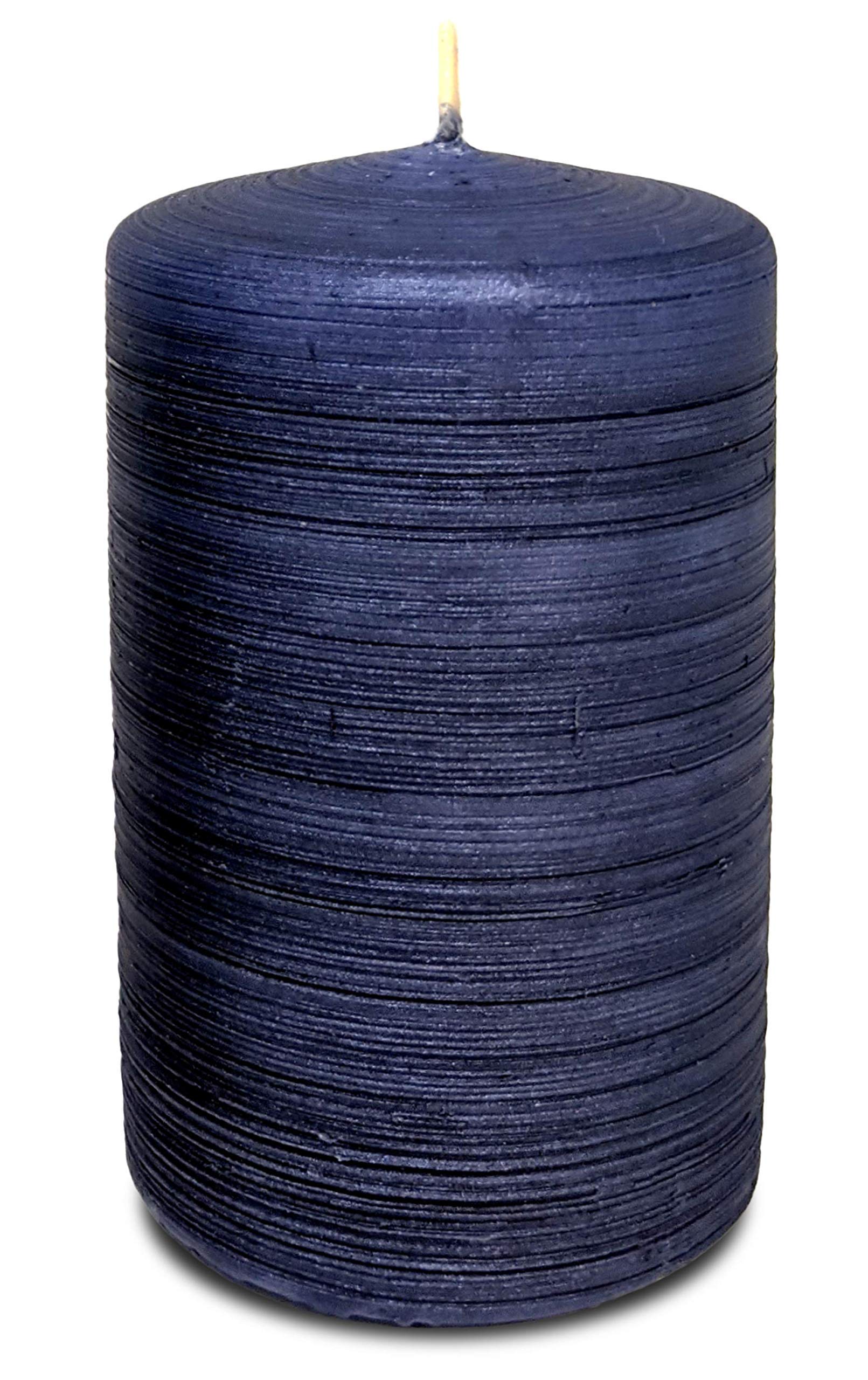 Hyoola Brushed Metallic Pillar Candles - 6 Pack - Navy Blue Pillar Candles - European Made Decorative Pillar Candles - 2.4 Inch x 4 Inch