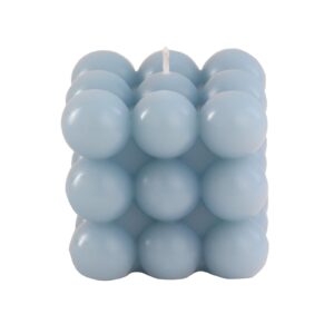 Efavormart 2 Pack | Dusty Blue 2" Bubble Cube Paraffin Wax Candles, Unscented Square Pillar Candle, Party Favor Gift