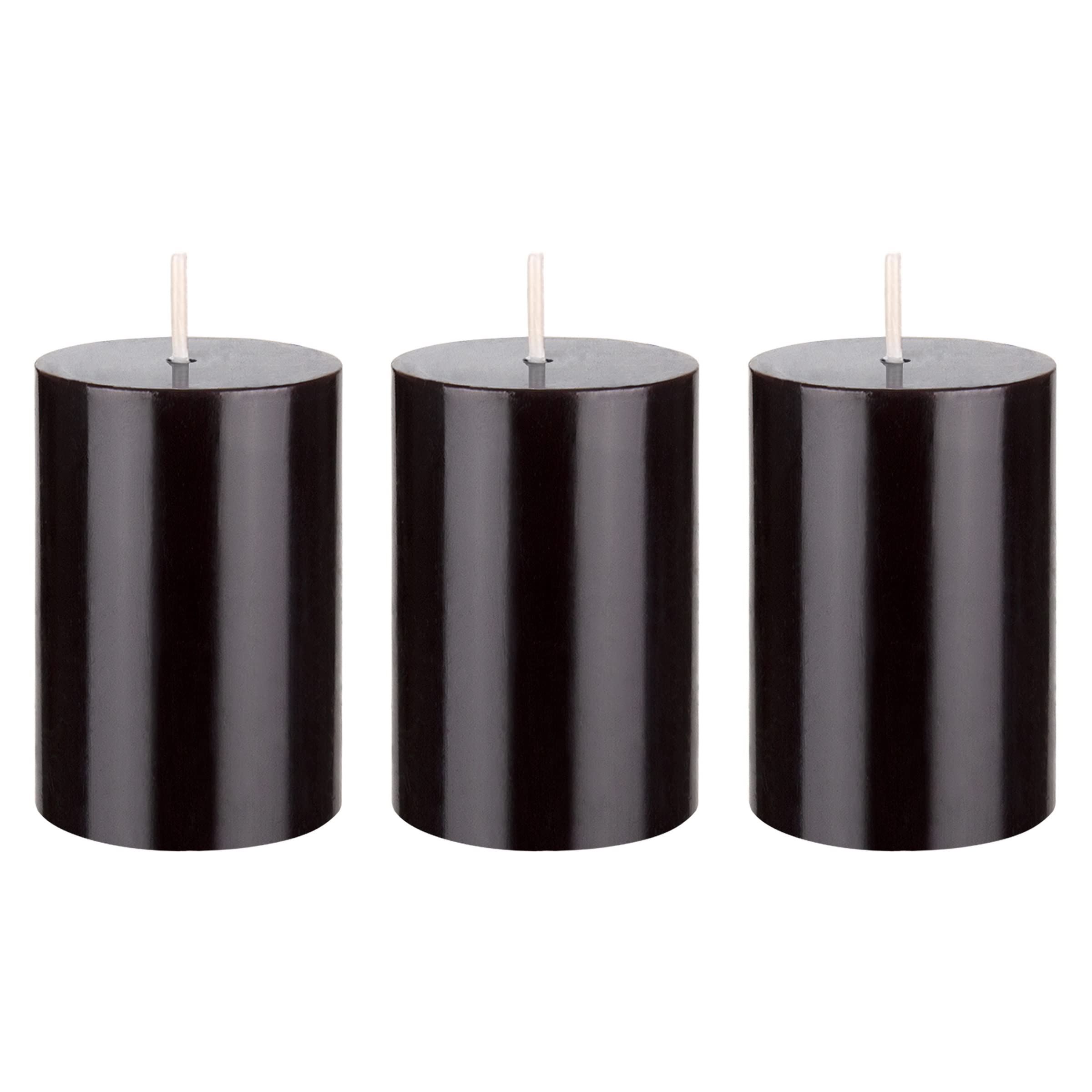 Mega Candles 3 pcs Unscented Black Round Pillar Candle, Hand Poured Premium Wax Candles 2 Inch x 3 Inch, Home Décor, Wedding Receptions, Baby Showers, Birthdays, Celebrations, Party Favors & More