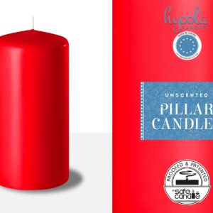 HYOOLA Red Pillar Candles 2-inch x 4-inch - Unscented Pillar Candles - Set of 4 - European Made