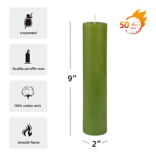 2 x 9 Sage Green Pillar Candle